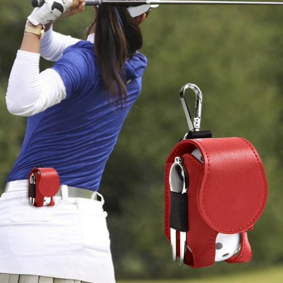 Golf Ball Waist Bag with Clip Waterproof Faux Leather Golf Ball Tee Tools Accessories Organizer Pouch Holder Men Women Golf Enthusiasts Gift