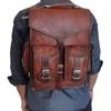 Real Goat Leather Bag Rucksack Backpack Vintage Laptop Brown Real Messenger