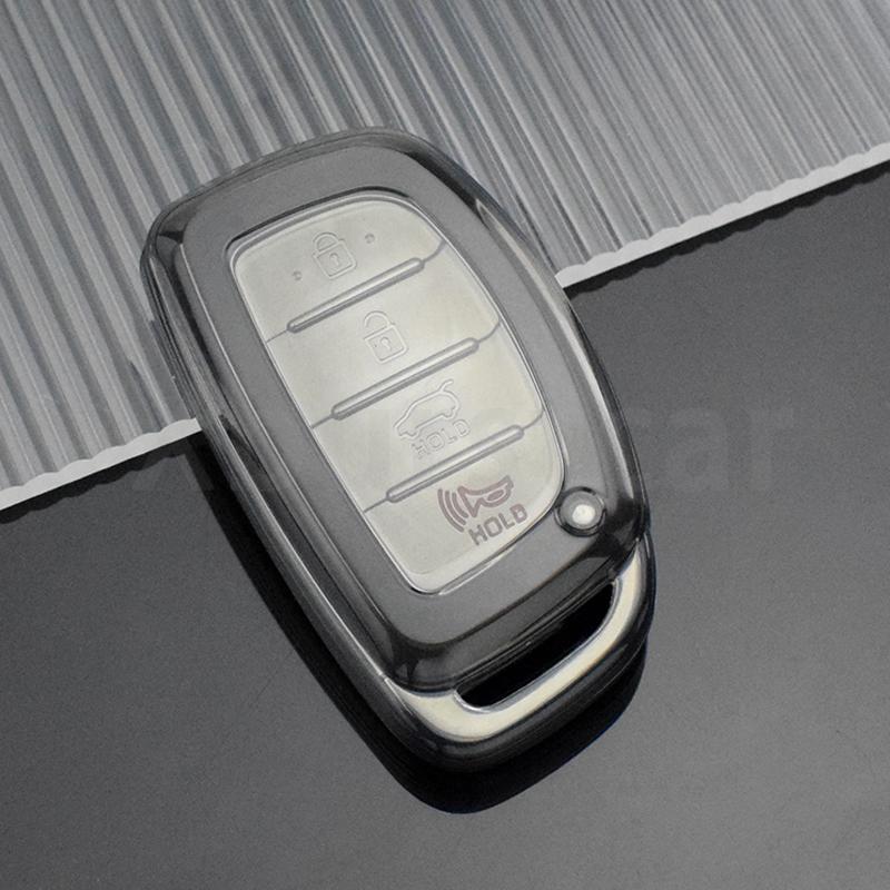 Автомобильный корпус для дистанционного ключа, подходит для Hyundai Tucson Santa Fe Rena Sonata Elantra Creta Ix35 Ix45 I10 I30 I40, прозрачный чехол-футляр из ТПУ для брелока авто