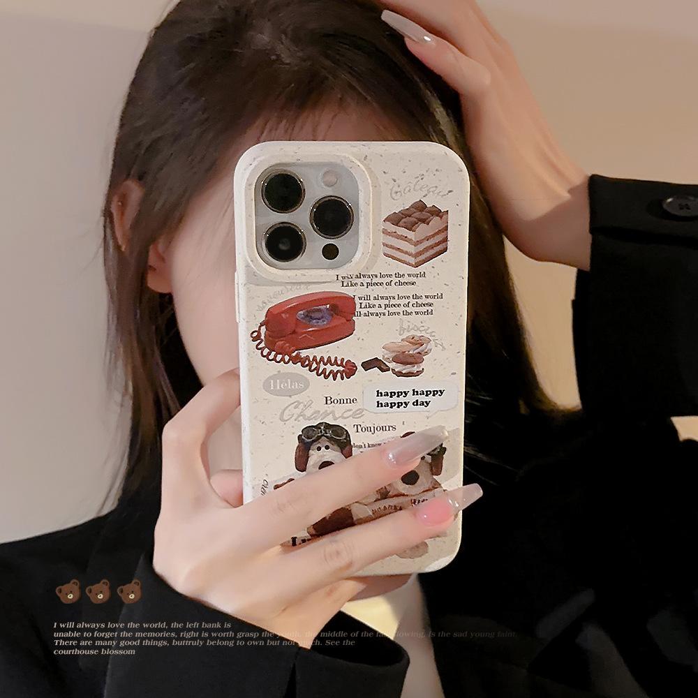 Retro ins phone case for dogs suitable for iPhone 17 Pro Max, iPhone 15, iPhone 13, matte, anti-drop, soft for iPhone 16, iPhone X
