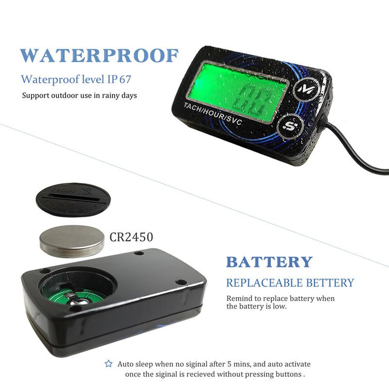 Digital Engine Tach Hour Meter Alert RPM Tachometer Gauge Backlit Resettable for 2/4 Stroke Engines Motorcycle Marine Glider ATV