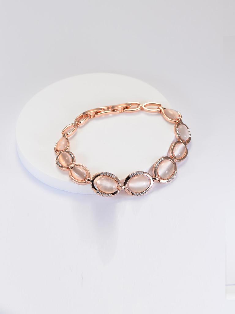 Женский браслет из розового золота 18 карат с камнем «кошачий глаз»