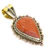 Natural Sunstone Gemstone Two Tone 925 Solid Sterling Silver Pendant 1.50" Z3z51