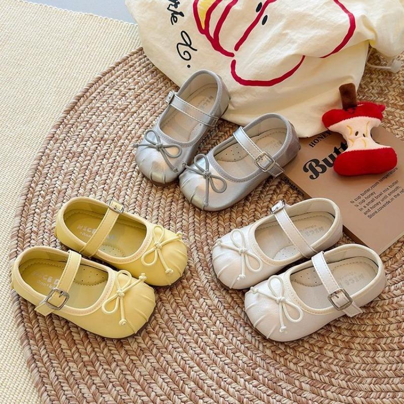 Туфли для девочек в корейском стиле, маленькие кожаные туфли, детские туфли-принцессы с бантом, легкие туфли Мэри Джейн, детские туфли-лодочки с мелким вырезом