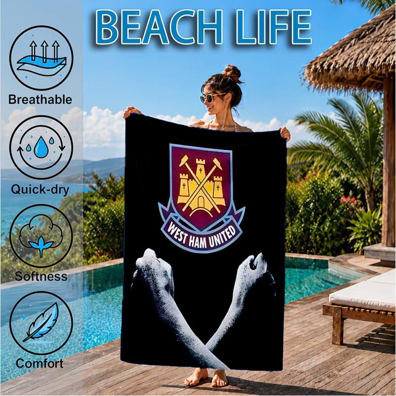 hammer Football Printed Microfiber Beach Towel, Soft And Absorbent, Quick-Dry, Ideal for Summer Travel, Beach Essential, Swimming Pool