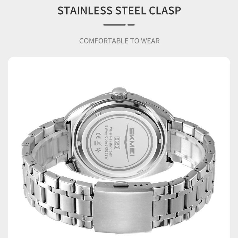 Skmei Ретро Мужские Кварцевые Часы Мода Спорт Застежка-бабочка Стальной Ремешок Календарь Недели Большой Циферблат Часы Для Мужчин