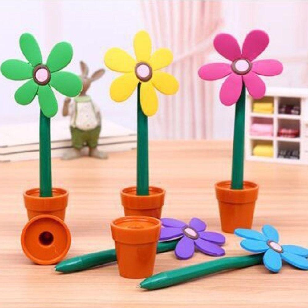 Plastic Writing Signing Pen Cartoon Sunflower Ballpoint Pen New Ballpoint Pen