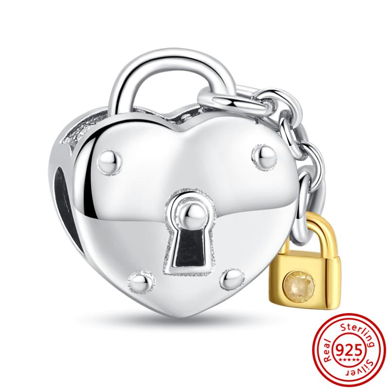 925 Серебряный Lucky Cat Pixiu Китайский Тигр Феникс Разделенный Инь и Ян Замок Ключ Бусина Подходит Оригинальные Подвески Браслет DIY