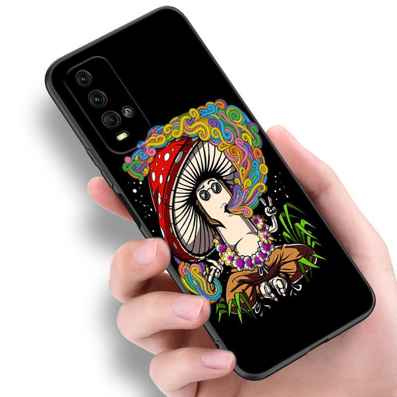 Hippie Mushroom Buddha Phone Case For Xiaomi Redmi Note 5 6 9T K20 K40 K50 Pro 7A 8A 9A 9C 9i 10A 10C A1 S2 Soft TPU Black Cover