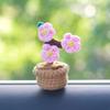 Hand Knitted Diy Mini Potted Crochet Wool Sunflower Car Interior Center Console Decoration Ornaments Cute Plant Decoration Doll