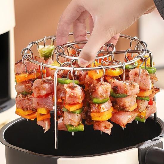 Air Fryer Skewer Stand Stainless Steel Vertical Grill Holder for Grilling Home Kitchen Kabobs Skewer Air Fryer Accessories for BBQ Lovers