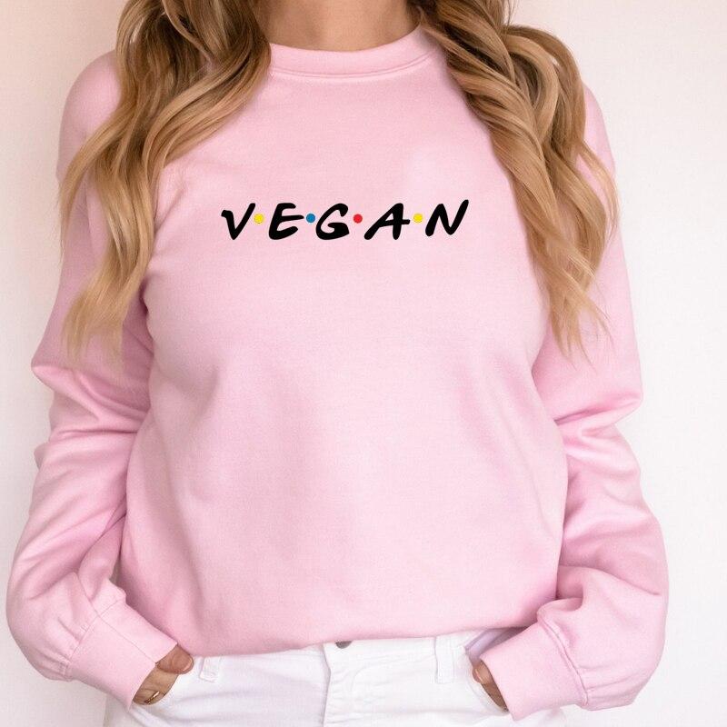 Friends Vegan Женская толстовка с длинными рукавами и графическим рисунком Толстовки с круглым вырезом Уличная одежда Свободные джемперы Женская одежда Femme Tops