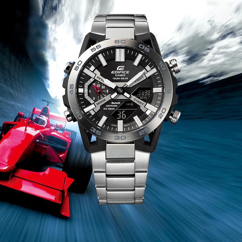 Casio CASIO EDIFICE Серия Business Casual Солнечный Bluetooth Водонепроницаемые Кварцевый механизм Стальной ремешок Японские и корейские часы Мужские часы ECB-2000YD-1APR