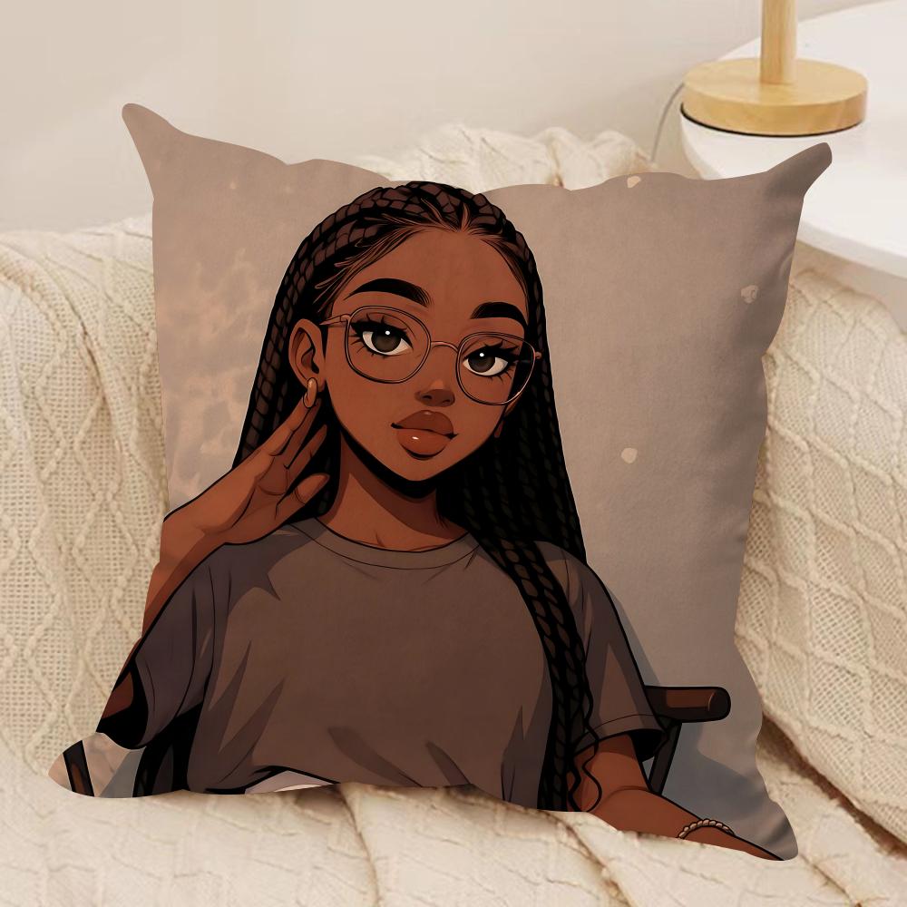 Beautiful Black Women Cushion Cover Pillowcase Ultra Soft Skin Friendly Fabric Cloud Like Comfort Concealed Zipper