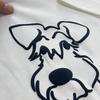 Women's White Round Neck Puppy Print T-Shirt - Short Sleeve, Loose, Versatile, Slimming Top for Spring/Summer