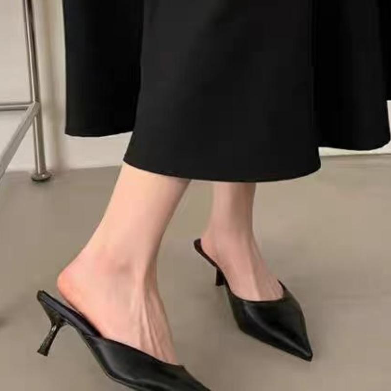 Fashion Spring New Leopard Print Women Slipper Pointed Toe Thin Low Heel Sandal Ladies Mules Shoes Zapatos Mujer