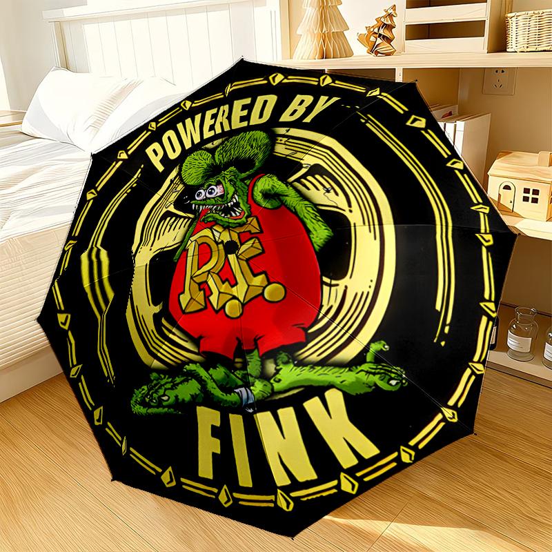 Retro Fink rat Art Umbrella 8-Frame for Travel, camping, Casual Lightweight Portable Umbrella, Essential for every family Holidays Gift