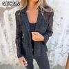Женские винтажные повседневные однотонные куртки и пальто с воротником-поло с длинными рукавами и осенне-зимним принтом