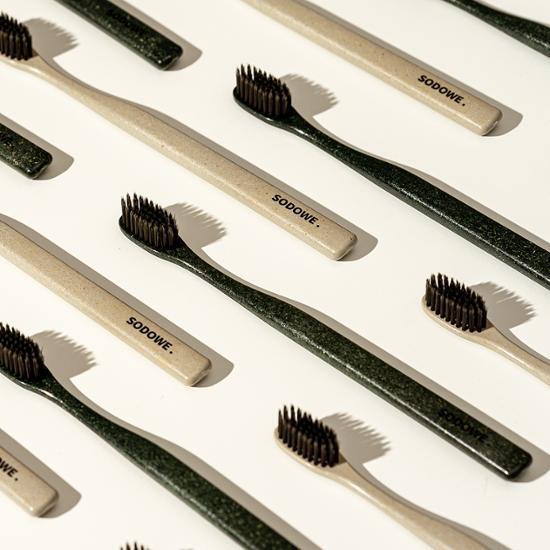 Sodowe Woodchip Triple Double-Sided Fine Bristle Toothbrush (Random Color)