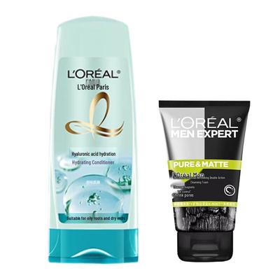 Набор L'Oreal Men's для мужчин: Очищающее средство для контроля жирности и Увлажняющий кондиционер