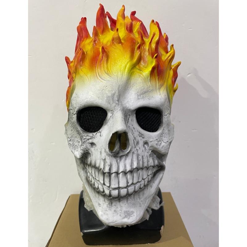 Evil Spirit Knight Flame Skull Mask, Costume Mask for Masquerade, Horror Movie Headgear, Halloween Party Prank Prop