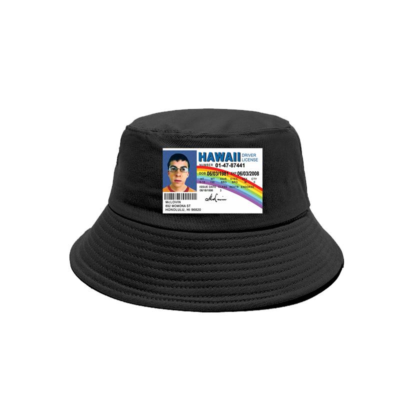 Mclovin Id Card Superbad Geek Bucket Hats New Outdoor Cotton Funny Panama Hat Summer Cool Sun Caps Bob Hat