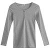 Threaded Cotton Autumn and Winter Women's Base Shirt Button Top Long Sleeve T-shirt All-match Inner Slim and Slim Autumn Clothes