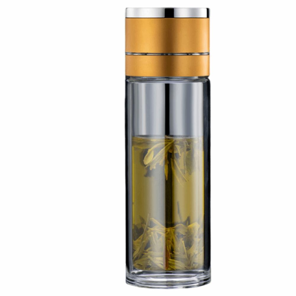 Borosilicate Glass Tea Water Cup One Click Opening Infuser Tumbler Outdoor Activities