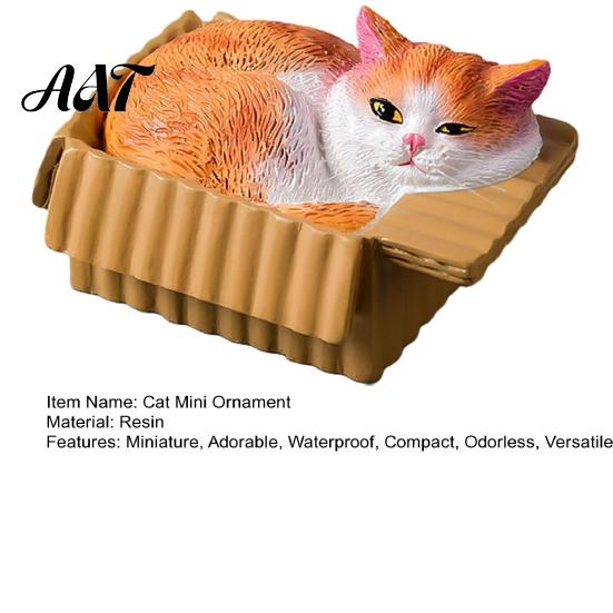 Carton Cat Figurine for Desk Mini Ornaments, Simulation Express with Resin Kitten Figurines, Cute Small Statue Car Desktop Dashboard Decor,