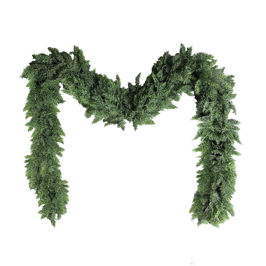 Christmas Cedar Simulation Vine Decoration - Cypress Leaves & Rubber Garland for Fireplace or Stairs Wreaths