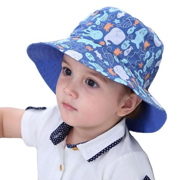 MK Boys' Marine Life Bungee Hat, 52cm, Blue, Popular Baby Clothes In Korea