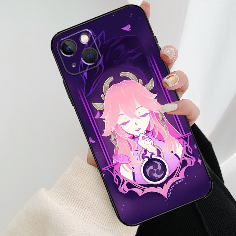 Чехол для телефона Yae Miko Genshin Impact для iPhone 17 Pro Max 14 13 12 11 15 16 Pro Max mini 16 15 Plus 16e 17 Air
