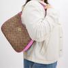 Coach Круглая сумка из холста с покрытием Teri, Портативная сумка через плечо, Сумка на плечо, Большая женская, Коричневый и Розово-красный CV940-IMXVS