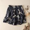 Хлопковые шорты женские летние винтажные свободные большие размеры с высокой талией повседневные принты эластичные удобные брюки