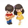 Guitar Craft Creative Cake Decoration Couple Figurines Resin Dolls Boy Girl Ornaments Miniature