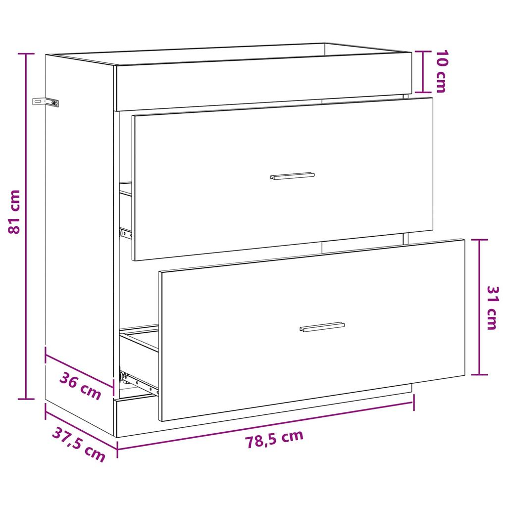 Artisan Oak Bathroom Vanity Unit 78.5 x 37.5 x 81 cm Particleboard