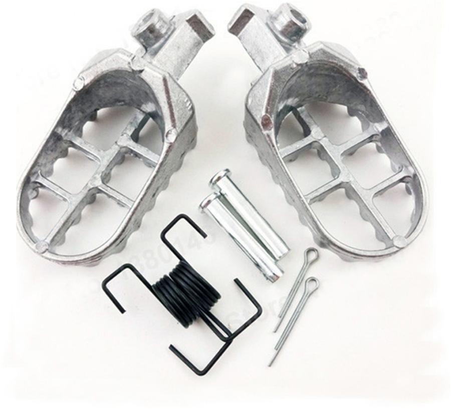 Aluminum Motorcycle Wide Fat Foot Pegs Footrest Pedal Silver For Dirt Bike 8mm