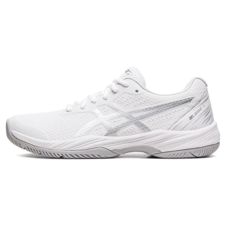 ASICS Womens Gel Game 9 'White Pure Silver' (women's sizes) White / Pure Silver Tennis Shoes 1042A211 100