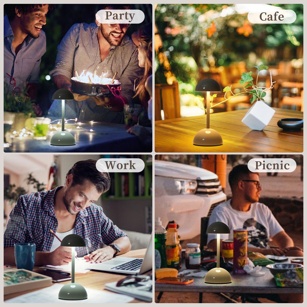 Modern Table Lamp Mushroom Shape Nightstand Lamp Touch Control LED Desk Lamp Cordless Bedside Lamp