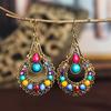 Ethnic Boho Women Drop Dangle Earrings Geometric Carved Hollow Bead Crystal Antique Bohemian Wedding Earring