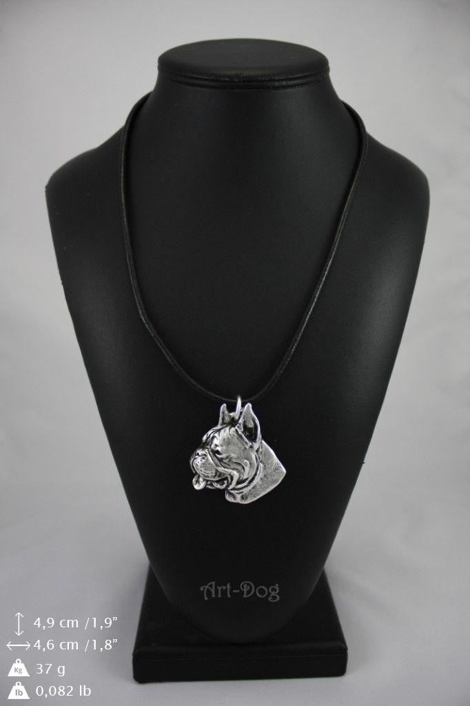 Boxer, German Boxer I - Dog necklace in gift box, silver-plated locket for dog fan, striking pendant by Art-Dog brand
