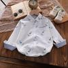Boys Clothes White Cotton Long Sleeve Dinosaur Patterned Shirt for Toddler Boys Casual Top for Kids Aged 2-6