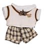20cm Plush Doll Clothes, Handmade, School-Style 4-Piece Set for Plush Dolls, Includes Vest, Shirt, Ribbon, and Pants (Beige, 20cm) [Used]