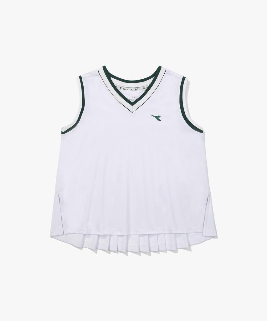 Diadora Теннисный Белый Женский Без Рукавов Складчатый