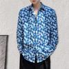 Ins Стиль Гонконга Ретро Шикарная Цветочная Рубашка С Длинными Рукавами Для Мужчин, Гавайи Пляж Модная Пара Цветочная Рубашка Куртка