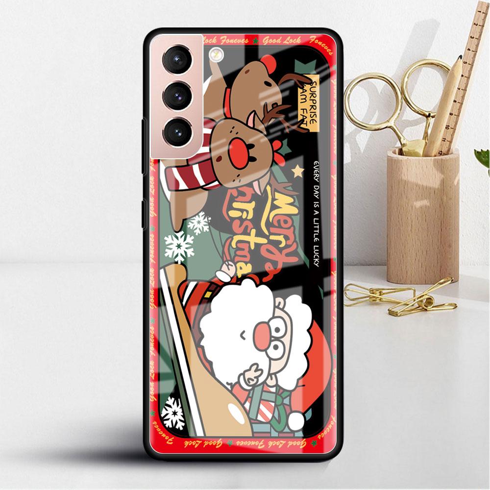 Рождественский мультяшный снеговик стеклянный чехол для Samsung Galaxy S22 S20 FE S21 Plus чехол для телефона S10 5G S9 Note 20 Ultra 10 Lite оболочка