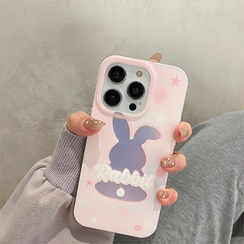 Прекрасный розовый чехол с кроликом для Iphone 13 11 12 14 Pro Max 14 Plus Cute Bunny Laser Phone Cover Capa