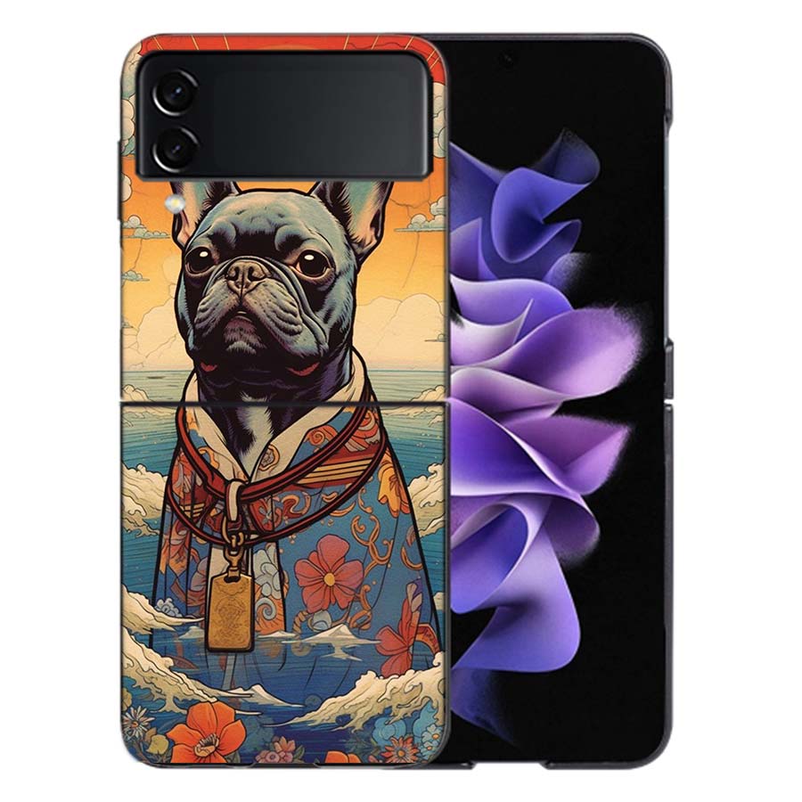 Французский бульдог Собака Мопс Чехол Для Samsung Z Flip7 6 Galaxy Чехол Ударопрочный Z Flip5 Z Flip3 4 5G Жесткий Чехол Телефон ТПУ ПК Жесткий Веселый