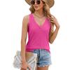 YYFS Women's Fashion Casual Summer Spring Solid Color Print Sleeveless V-Neck Blouses & Shirts