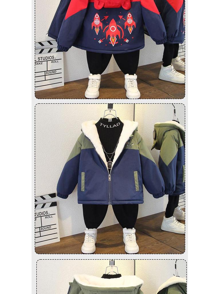 Зимняя парка с капюшоном на флисовой подкладке для мальчиков